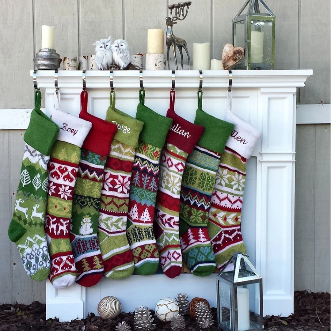 Personalised Fair Isle Knitted Christmas Stockings © eugenie2 | etsy.com