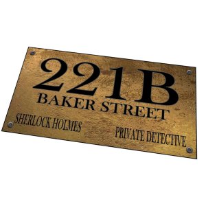 Sherlock Holmes Gifts: 221b Baker Street Sign © retrochoicesigns | etsy.com