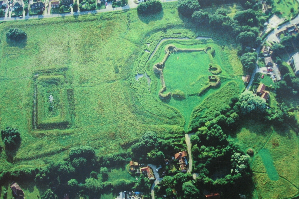 Aerial View of Bolingbroke Castle Remains. (Photo taken from English Heritage information panel) © essentially-england.com