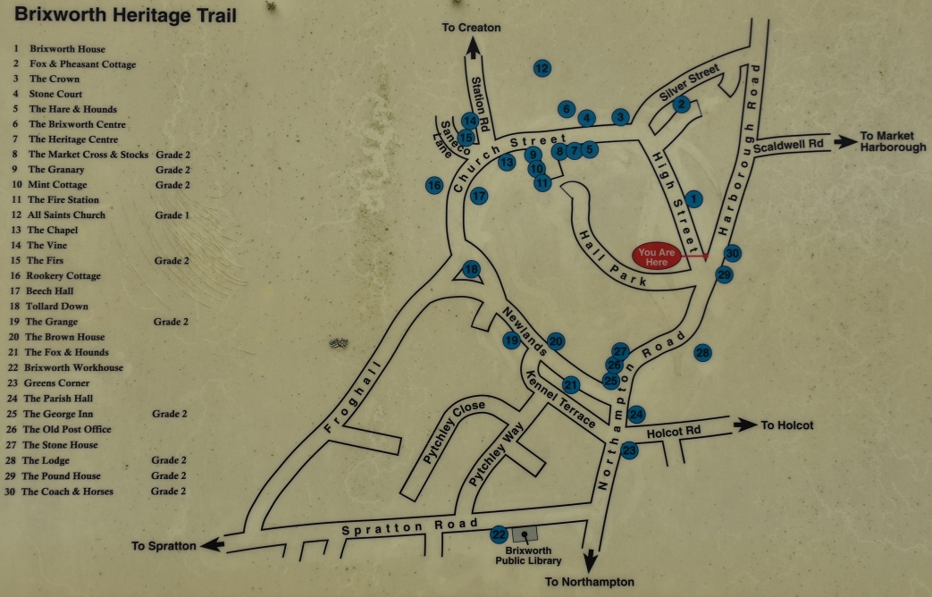 The Brixworth Heritage Trail Map (Photo taken from the information board in Brixworth) © essentially-england.com