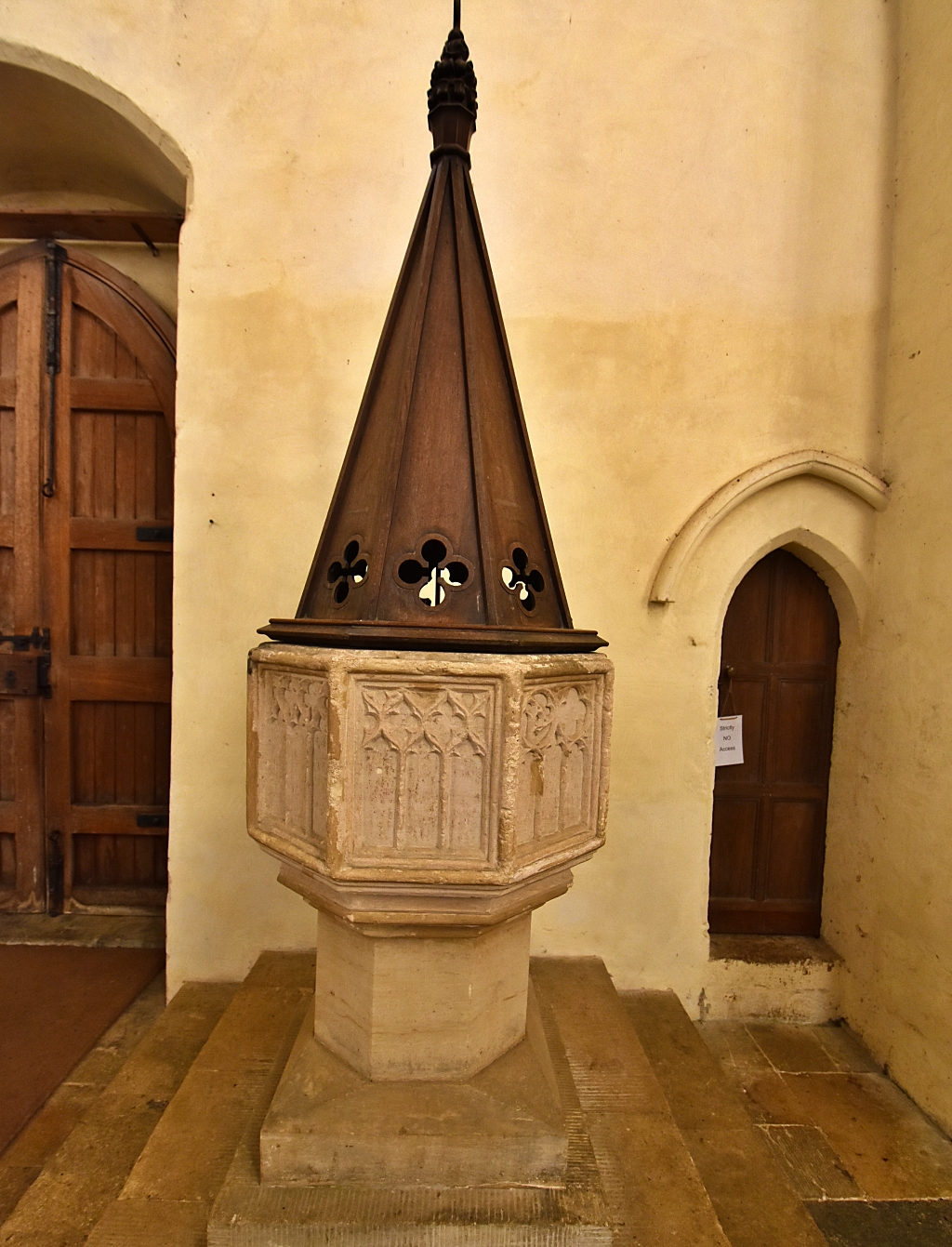The Font in The Priory Church of St. Mary's © essentially-england.com