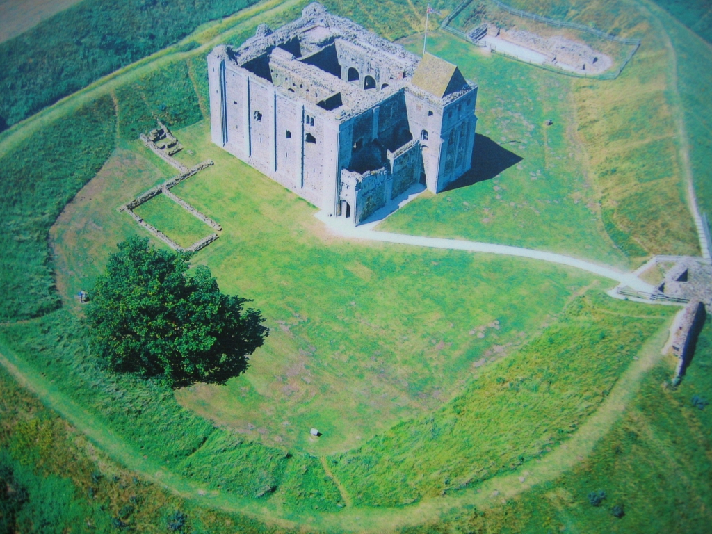 Aerial View of Castle Rising Inner Bailey (photo from English Heritage information board) © essentially-england.com