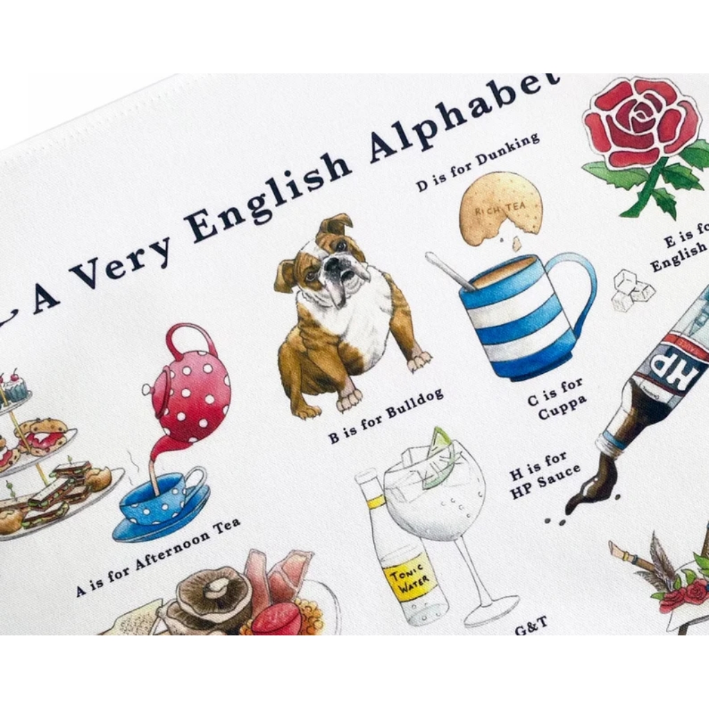 Quirky Stocking Stuffers, English Alphabet Tea Towel © ShelliGraham | etsy.com