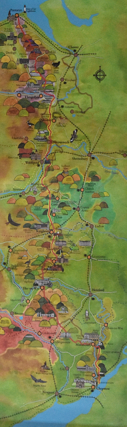 Offa's Dyke Route Map (from Knighton tourist information centre) © essentailly-england.com