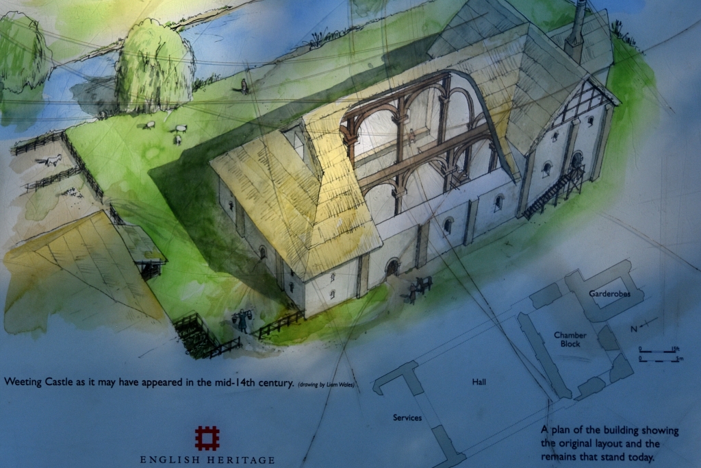 Artist's Impression of Weeting Castle Around the 1350's (Photo taken of English Heritage Information Board) © essentially-england.com