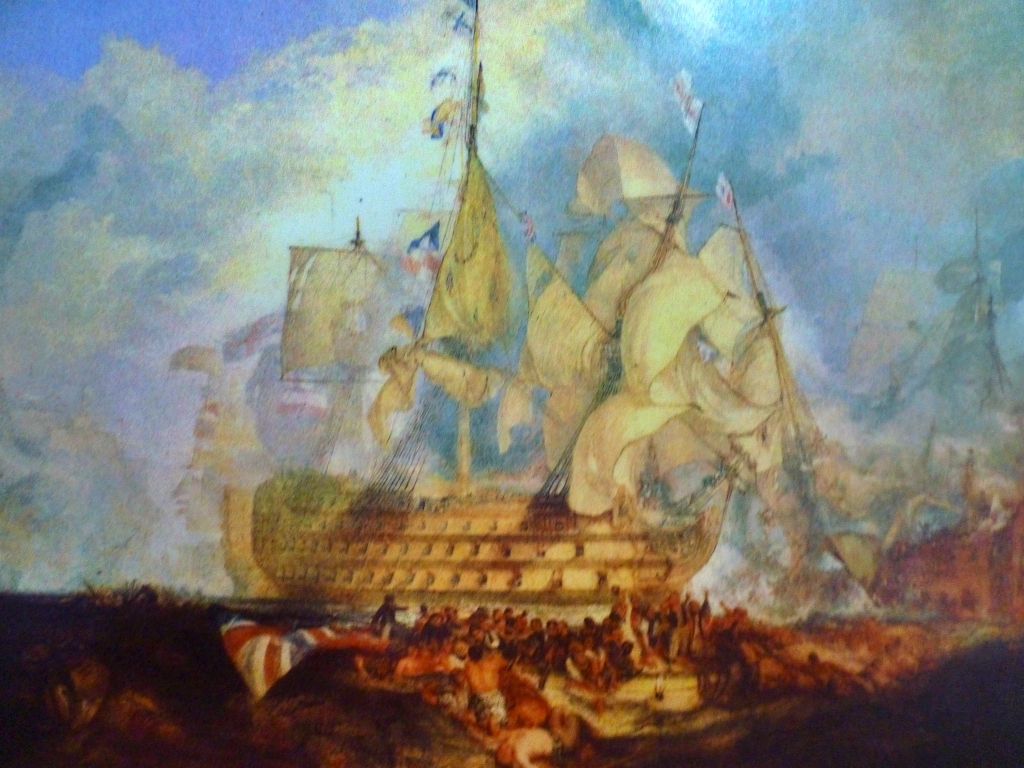 The Battle of Trafalgar by JMW Turner (Photo from information board inside All Saint's Church) © essentially-england.com