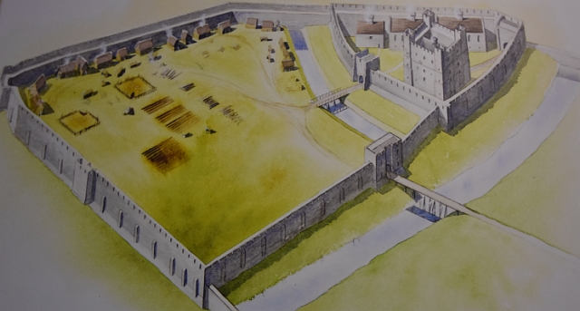 Artist Impression of the Early Medieval Carlisle Castle. Photo taken of display in Carlisle Castle © essentially-england.com