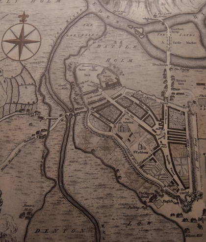 Map of Carlisle from Late Tudor Times. Photo taken of display in Carlisle Castle. © essentially-england.com